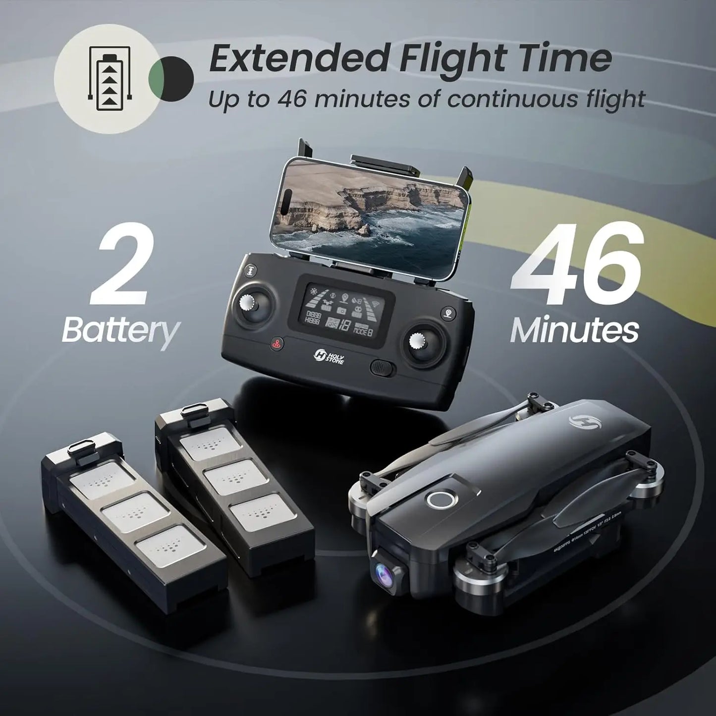4K Drone: Remote ID,  46min Flight, 5GHz FPV, 130° Brushless, Auto Return,