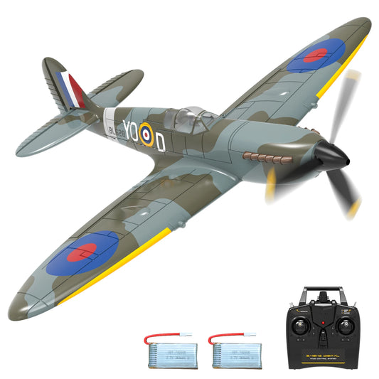 VOLANTEXRC RC Plane 4 Channel Remote Control Airplane Fighter Spitfire RTF with Aileron, Gyro, Aerobatics & 3 Modes Easy to Fly