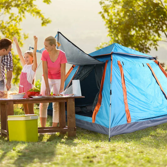 4-5 Person Pop-Up Camping Tent, Instant Setup Family Tent with 2 Mosquito Nets