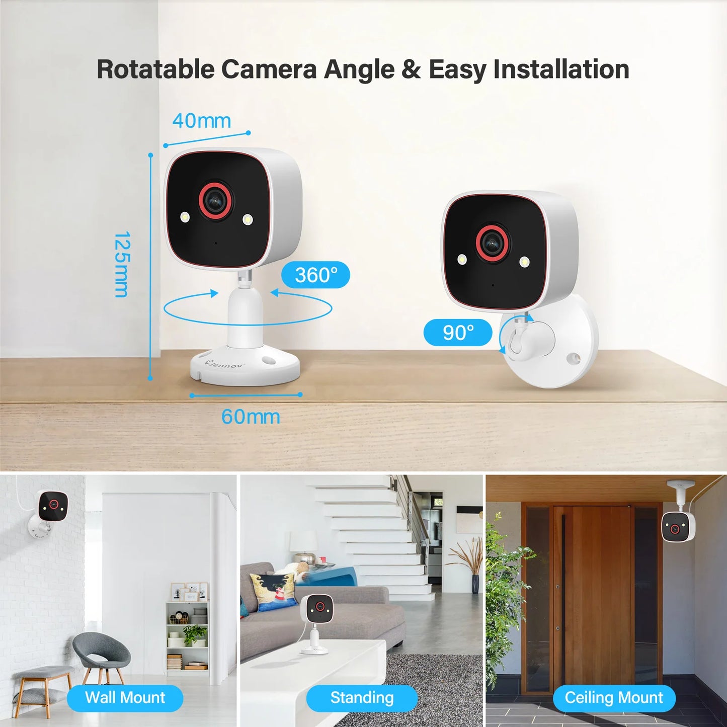 Indoor WiFi Home Security Camera 2-Way Audio Monitor