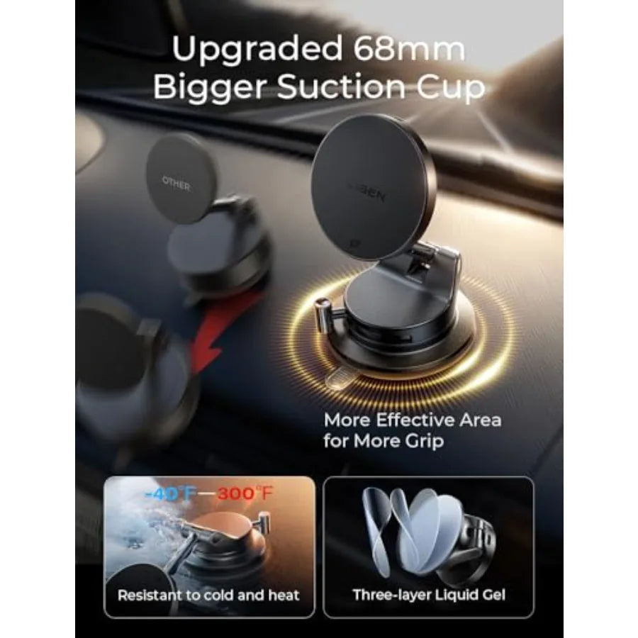 Qi2.2 25W MagSafe Car Mount Charger, Magnetic Wireless Car Charger with 54W Adapter, Magnetic Phone Holder for Car, iPhone Car