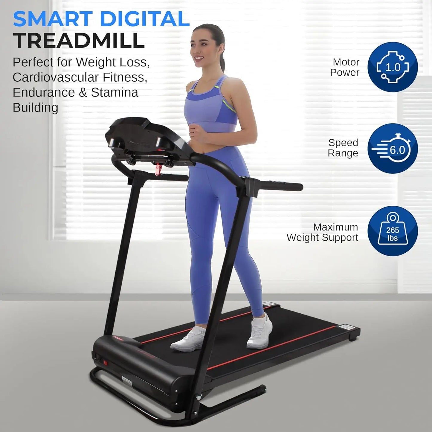 Electric Folding Treadmill Exercise Machine - Smart Compact