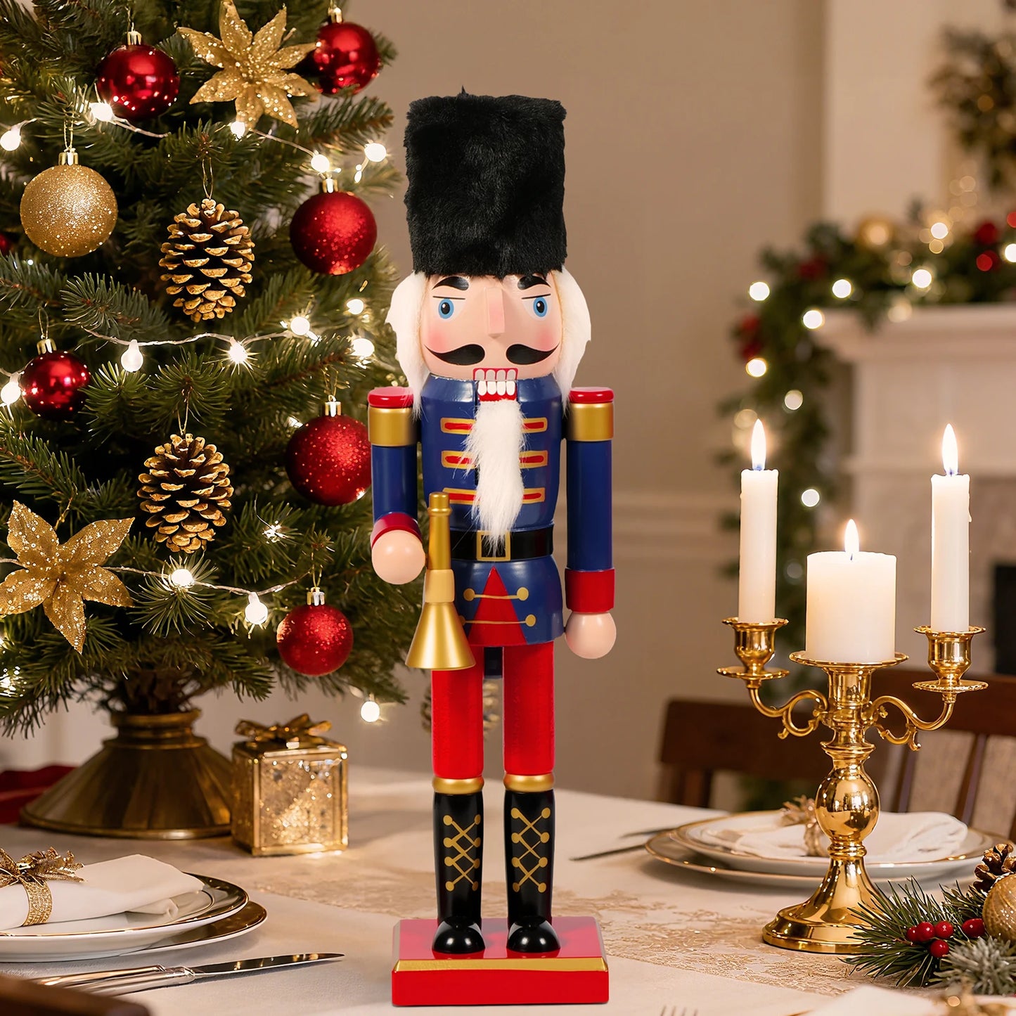 Classic Wooden Nutcracker Doll  Christmas Tabletop Decoration & Holiday Gift