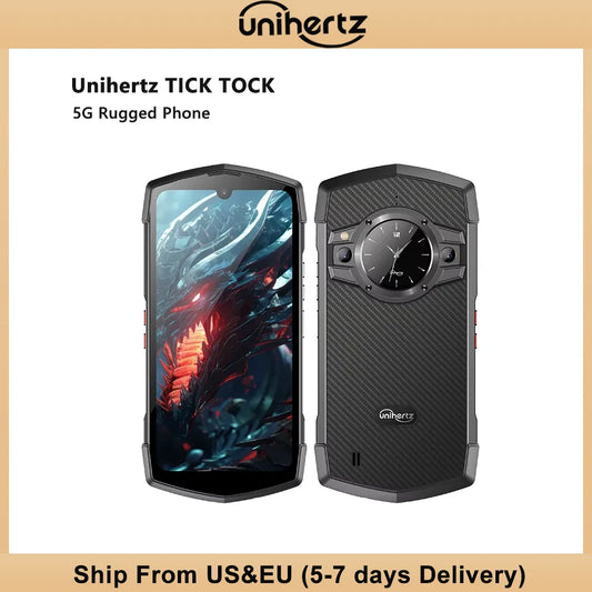 Tock 5G Rugged Smartphone Android 128GB 48MP Camera Cellphone 6000mAh Phone with Dual-Screen IP 68 Waterproof