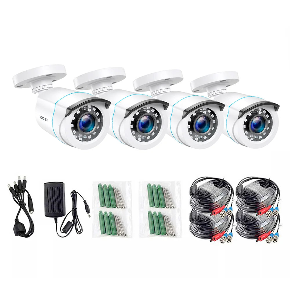 1080P 4 Pack HD TVI Security Cameras Outdoor Indoor Weatherproof Bullet