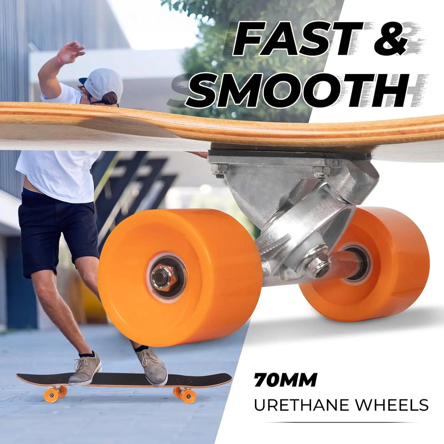 Longboard Skateboard Complete with T-Tool , Carving & Downhill Riding, Suitable for All Ages
