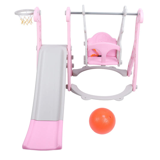 Climber Swing Set Children Play Slide Set Toddler Climber Swing Set with Basketball