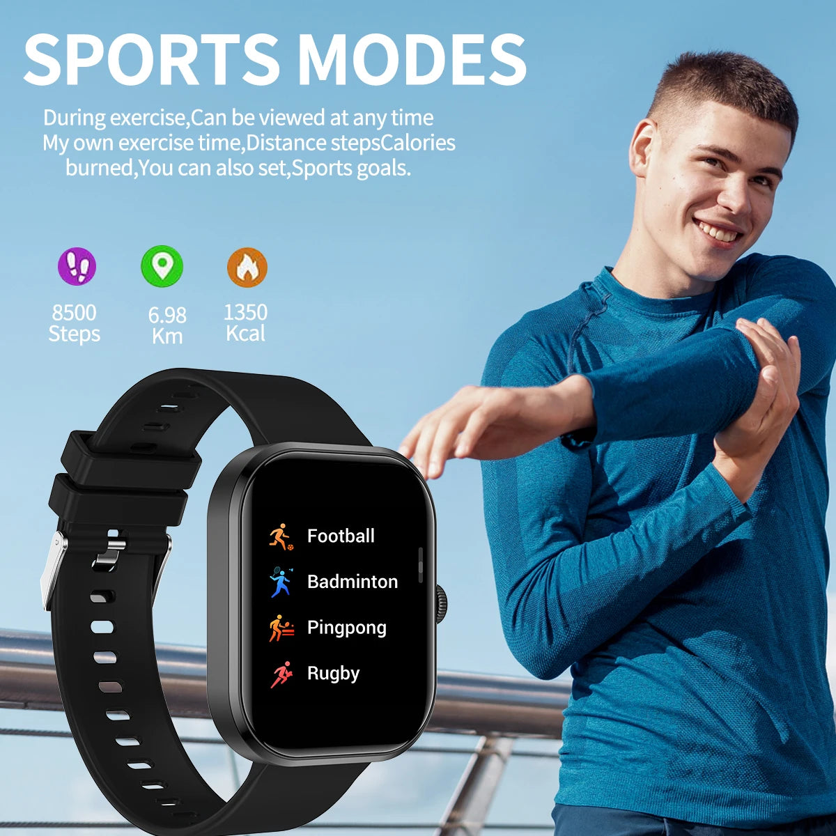 Smart watch with full touch screen, Bluetooth calling,