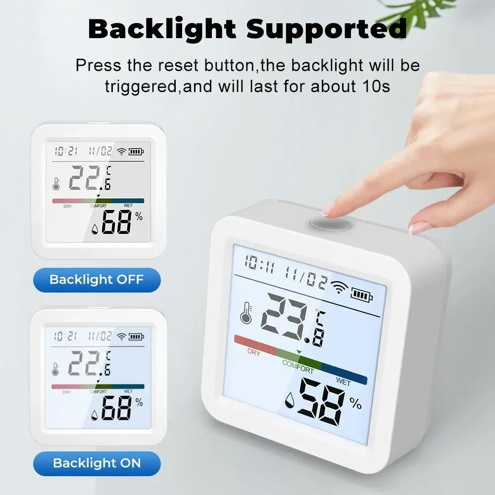 Smart Home Temperature Humidity Sensor with BackLight LCD Works With Google Assistant