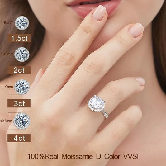 Moissanite Engagement Rings for Women 925 Sterling Silver with 18K Gold Plated Round Sparkl
