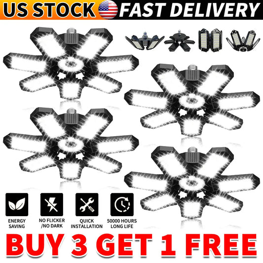 Deformable LED Garage Light with 7 Adjustable Panel LED Bulb Night Lamp