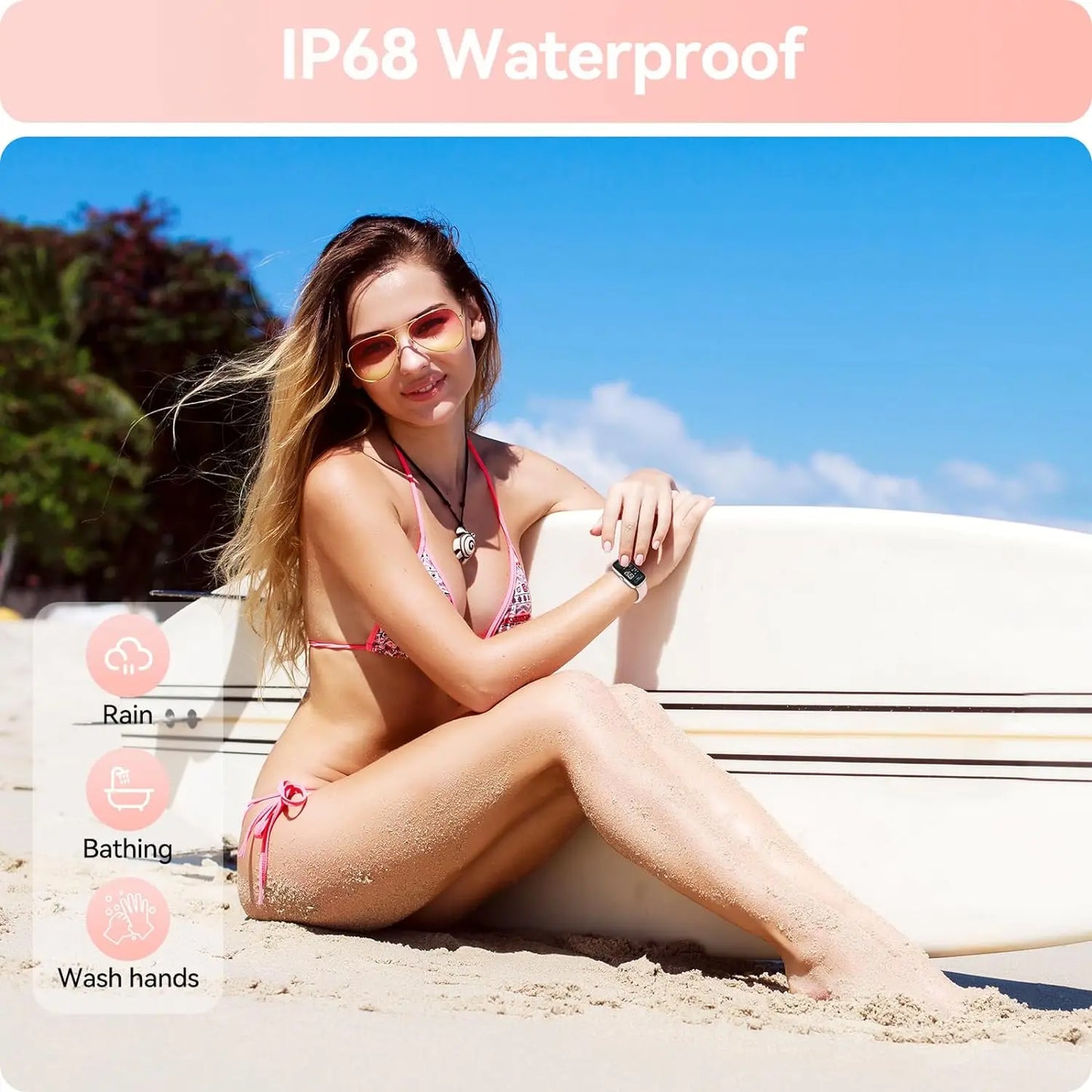 Fitness Tracker with Heart Rate Blood Oxygen Sleep Monitor, IP68 Waterproof Activity , smart Watches for Women Men