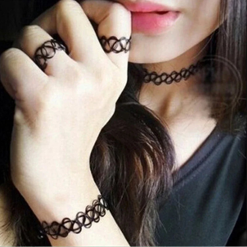 2PC/Lot Summer Style Girls Elastic Vintage Stretch Tattoo Choker Necklace Women