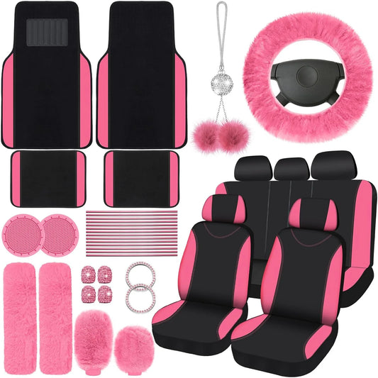 Car Seat Cover Set , For Car Front Rear SeatCover Fluffy Steering Wheel Cover Seat Belt Au