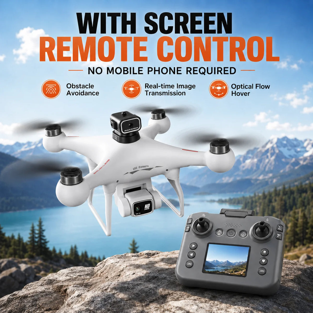RC Drone 4K HD Dual Camera 90° Adjustable Lens Dual Camera Switch Dual Screen Switch Phone RC Image Transmission Aerial Photography Drone