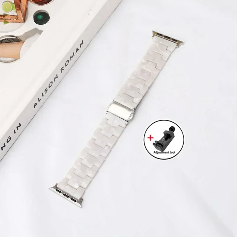 Luxury Resin strap for Apple Watch Ultra 2 Band 49mm 45mm 41mm 40mm 44mm 38mm 42mm Link bracelet iwatch series 9 7 8 6 se 5 4 3