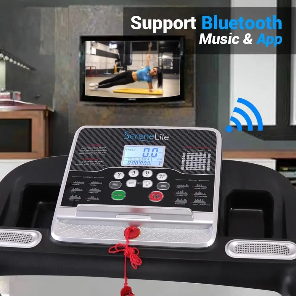 Smart Compact Digital Fitness Treadmill Workout Trainer w/Bluetooth