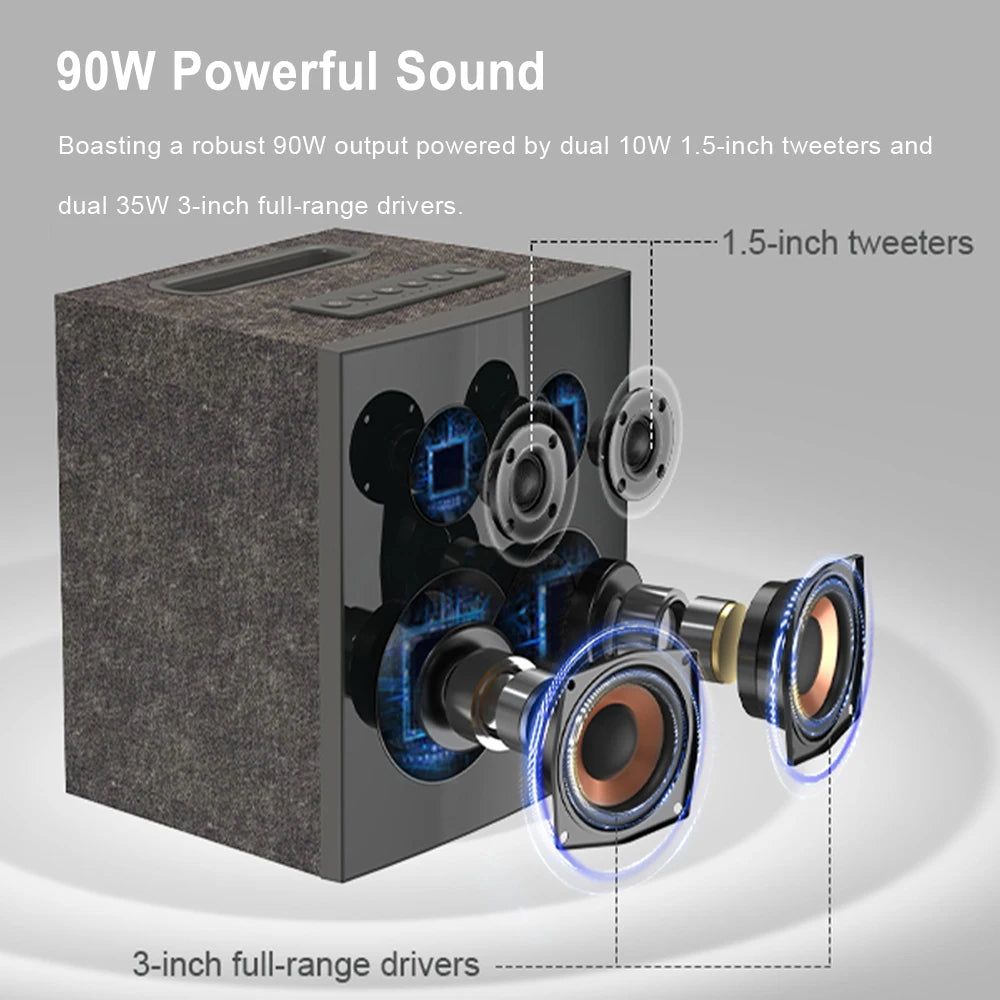 DOSS Home Bookshelf Bluetooth Speaker Powerful 90W Stereo Sound Extra Bass Subwoofer