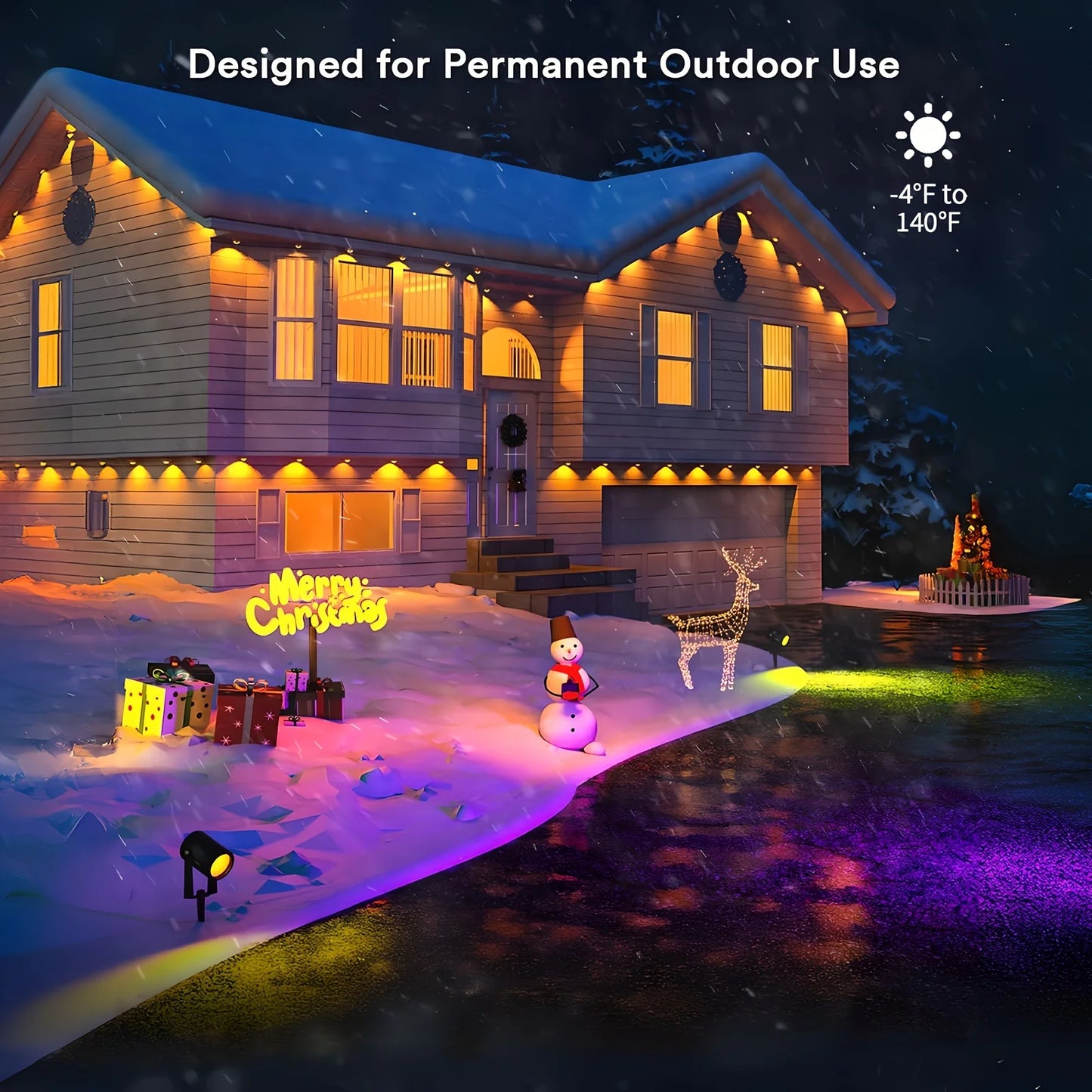 100ft/150ft Smart RGBIC Permanent Outdoor Lights for House, Waterproof Eaves Lighting