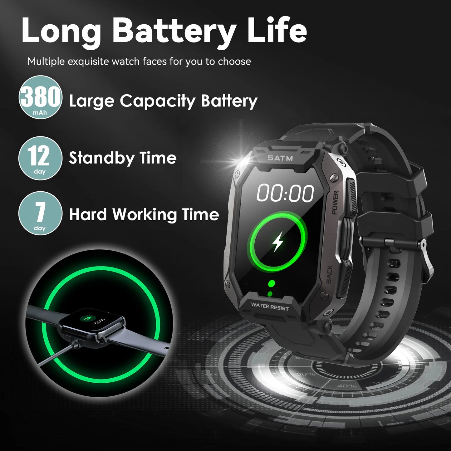 Smart Watch for Men Waterproof Fitness Sports Activity Tracker.