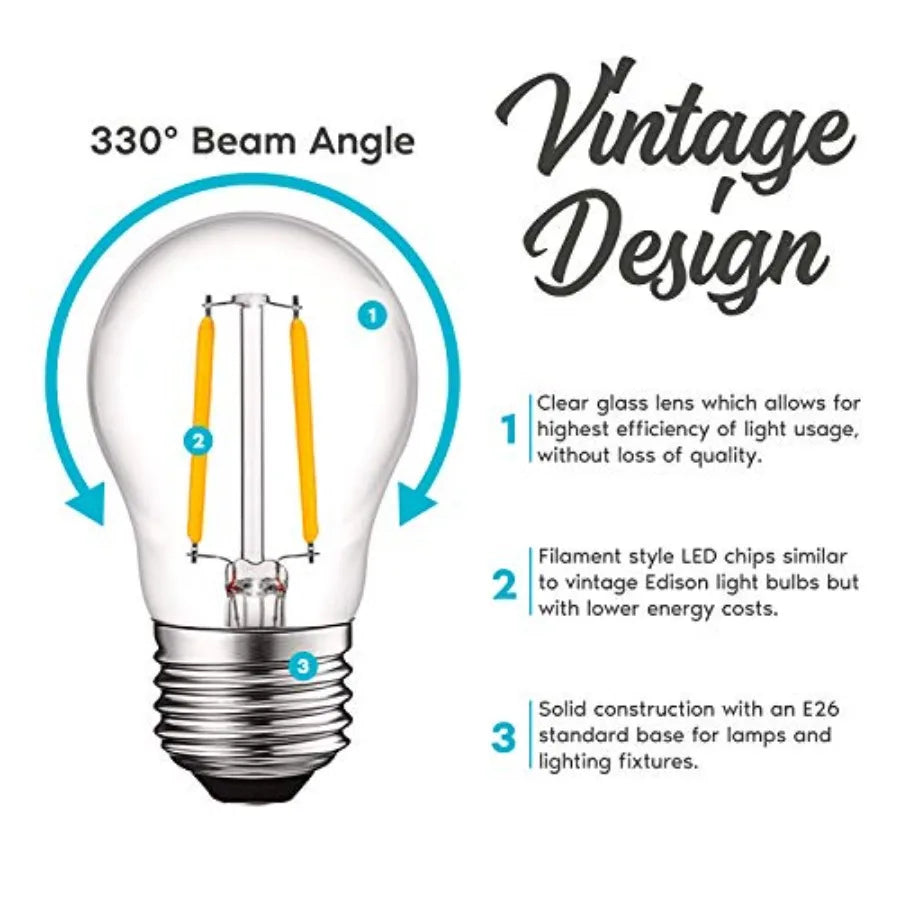 4W Vintage A15 LED Bulb Dimmable, 400 Lumens, 2700K Warm White, E26 LED Edison Bulb 40W Equivalent, Clear Glass Filament Light