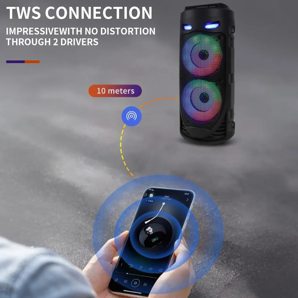 Wireless Bluetooth Speaker With Wired Microphone & Remote Control Column Big Power Party Speakers Loudspeaker For Family Karaoke