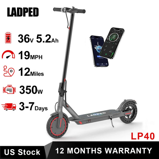 LP40 Electric Scooter 350W 19mph APP Smart Control 4 Speed Modes Foldable Electric Scooter