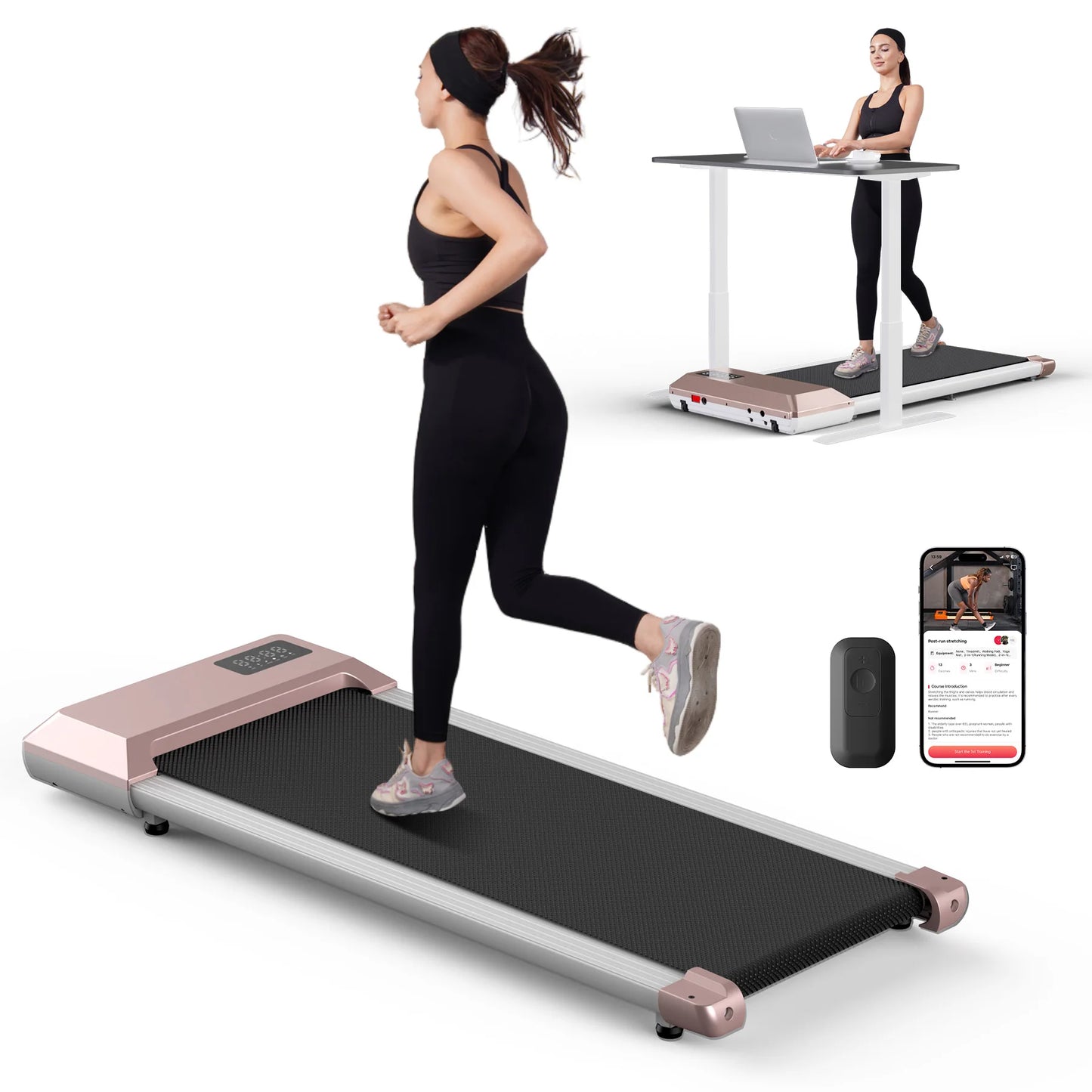 Smart Under Desk Treadmill for Home Office,Treadmill with APP&Remote Control,