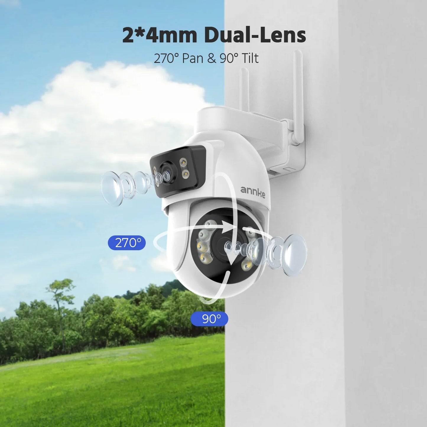 10MP Dual-Lens PTZ Security Camera 12X Zoom Wifi Camera AI Human Tracking 1/2/4 PCS 2.4G wireless camera outdoor