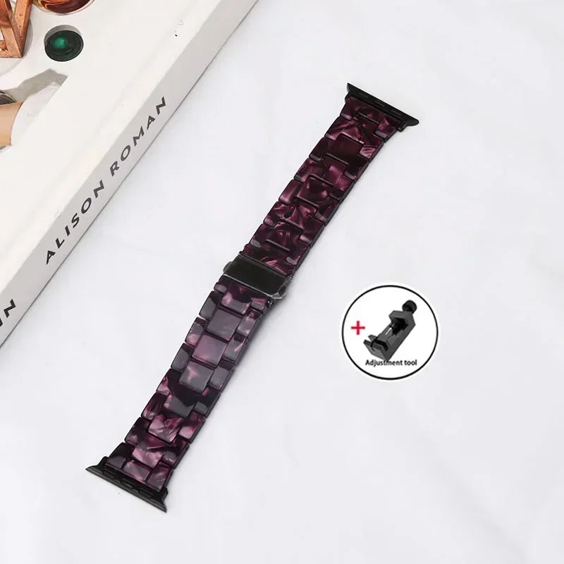 Luxury Resin strap for Apple Watch Ultra 2 Band 49mm 45mm 41mm 40mm 44mm 38mm 42mm Link bracelet iwatch series 9 7 8 6 se 5 4 3