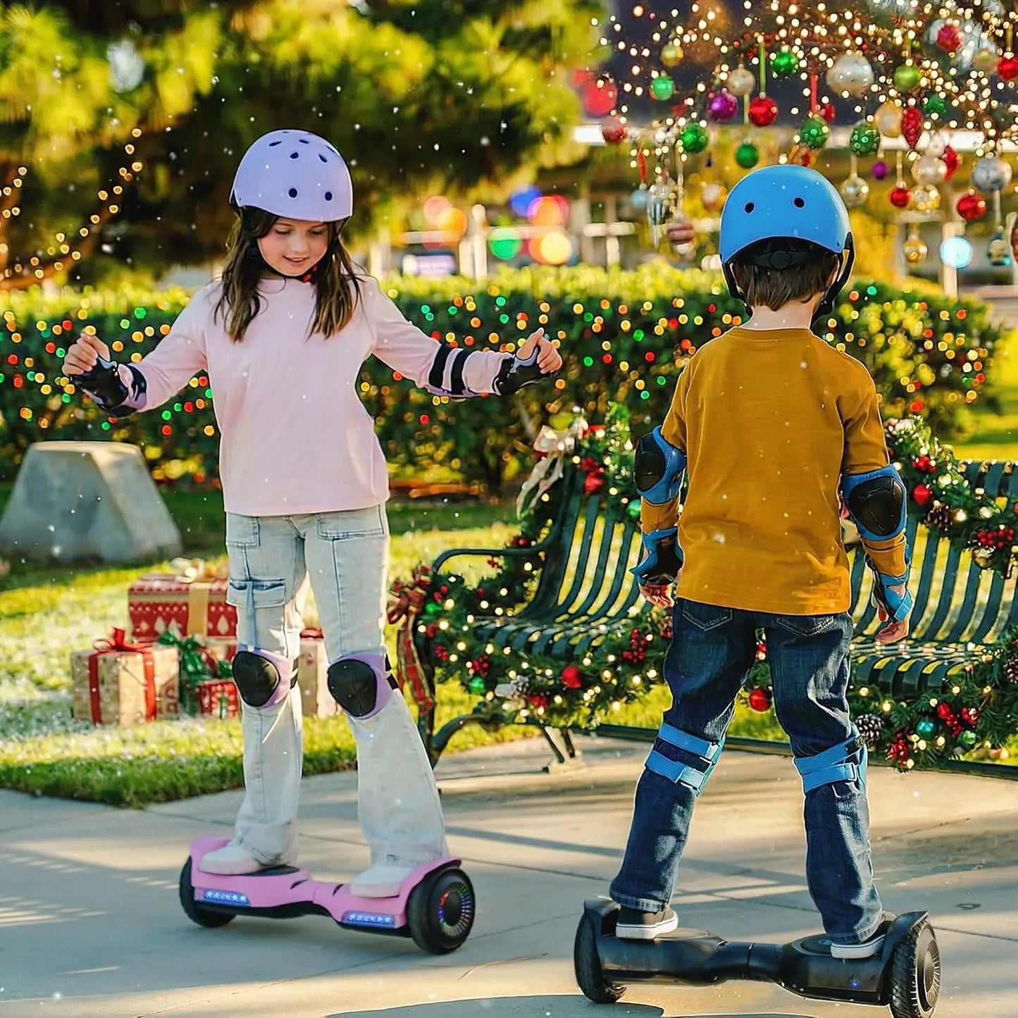 All Terrain Self-Balancing Scooter with LED Lights and Bluetooth for Kids and Adults, Black