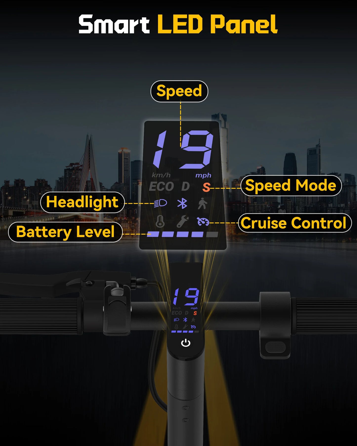 LP40 Electric Scooter 350W 19mph APP Smart Control 4 Speed Modes Foldable Electric Scooter