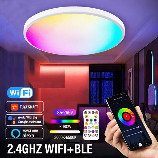 Smart WIFI LED Round Ceiling Light , Alexa Google Assistant