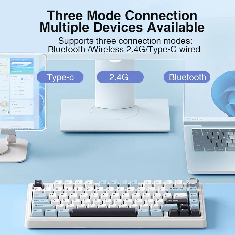 2.4G Wireless/Bluetooth/Wired Gaming Mechanical Keyboard RGB Customized