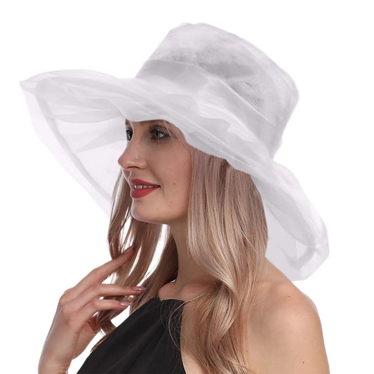 Elegant Women's Hat Stylish Foldable Beach Hat with Wide UV