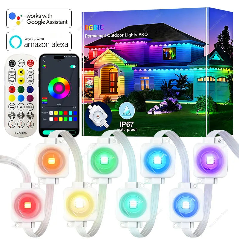 200FT Smart Outdoor Eaves lights Support Alexa & Google Assistant Voice Control