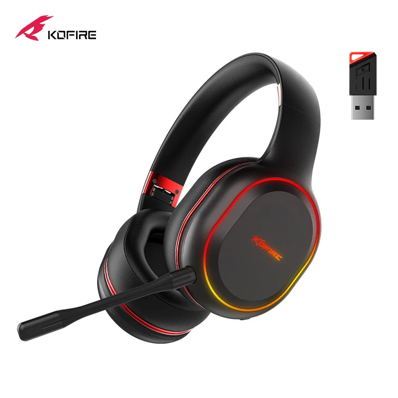 Gaming Headphones 2.4G BT5.0 Wireless Headset With Mic RBG Light Vibration Bluetooth Earphone For PS4 PS5 PC Switch