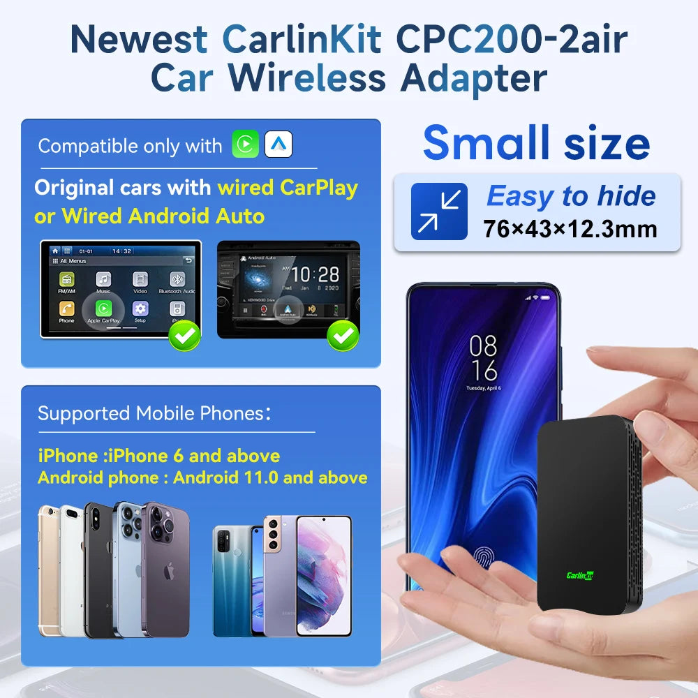 Original CarlinKit 5 2Air Wireless Adapter Android Auto Wireless CarPlay Dongle 5G WIFI