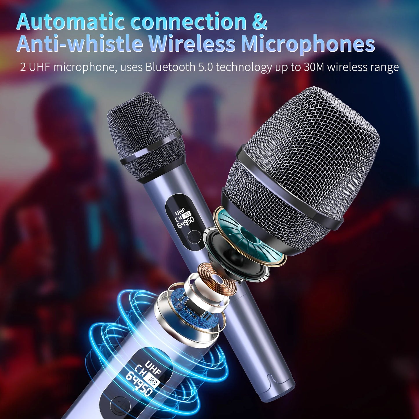 Wireless Bluetooth Speaker, Karaoke Machine with 2 Microphone, Home Karaoke System