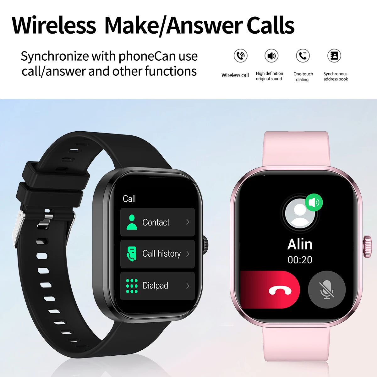 Smart watch with full touch screen, Bluetooth calling,