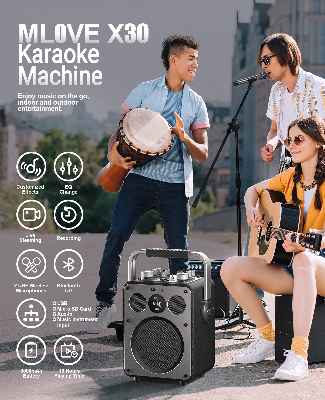 Professional Karaoke Machine for Adults with Bluetooth
