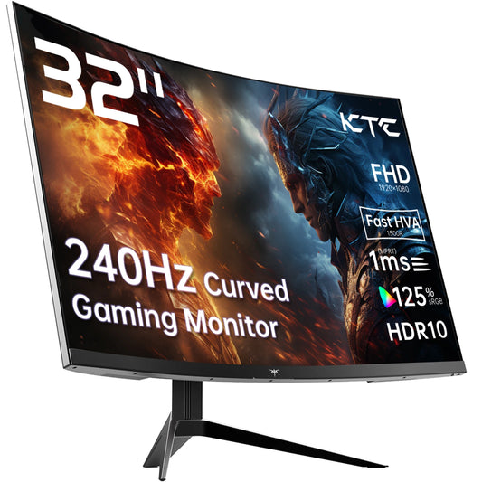 KTC 32 inch 240Hz Curved Gaming Monitor 1500R 1080P 125% sRGB 1ms, Freesync/G-sync  VESA,Tilt Adjustable,