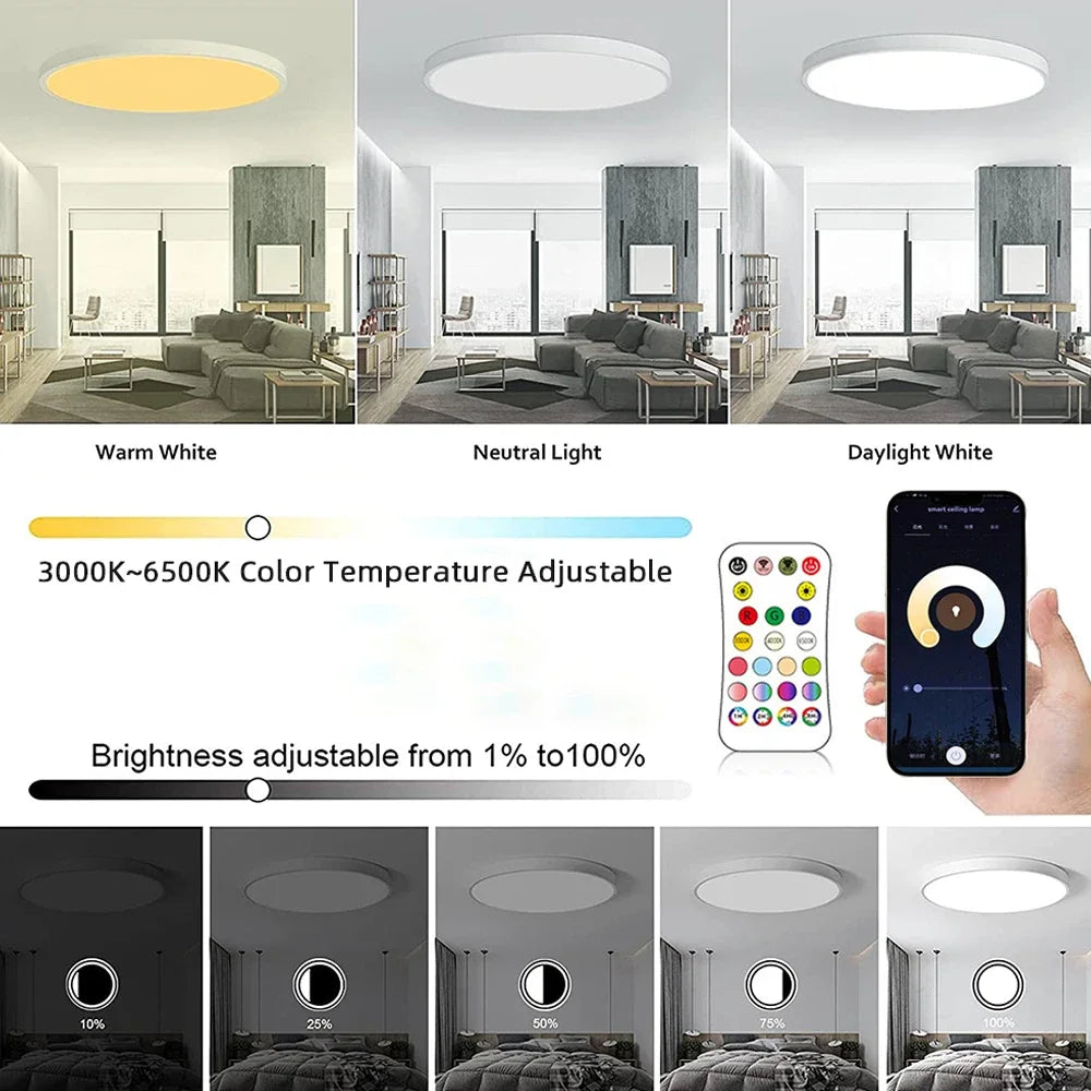 Smart WIFI LED Round Ceiling Light , Alexa Google Assistant