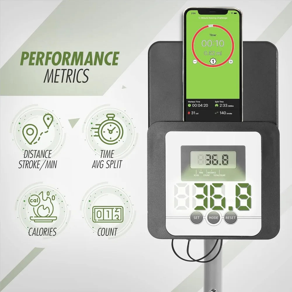 Smart Home Rowing Machine Bluetooth Compact Foldable Magnetic Rower with Fitness APP,