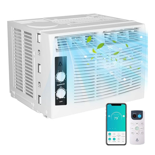 5000 BTU Window AC Unit with Remote - Cools Rooms 150 Sq.Ft, Low-Noise