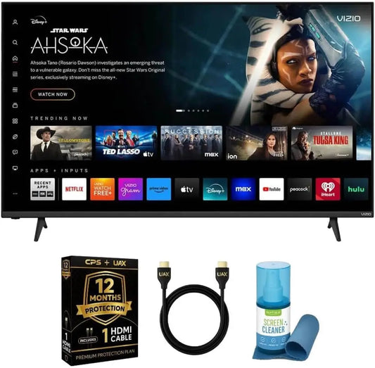 55-Inch 4K UHD Smart TV Bundle with HDR10+, VRR, Bluetooth, Alexa Compatible, HDMI Cable & Protection Plan