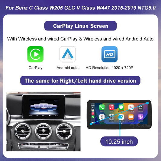 Wireless Carplay Linux Screen for Mercedes Benz W205 GLC A C V Class W447 CLA GLA 2015-2019 GPS With Android Auto Car Multimedia