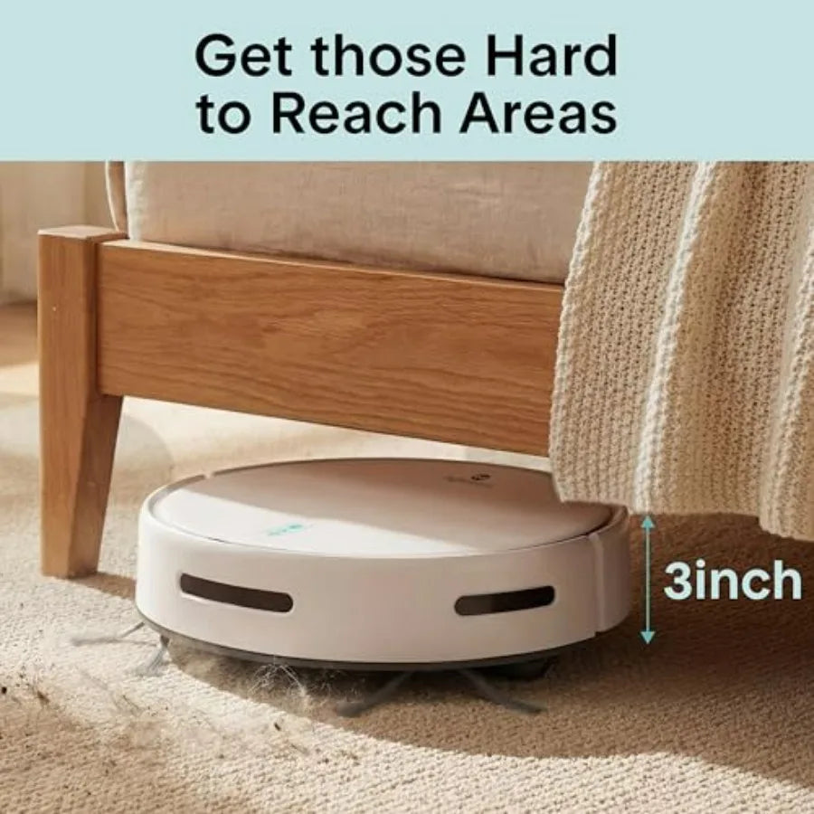 Automatic Robot Vacuum Cleaner and Mop Combo for home use, ABS plastic, white, app control with 3 cleaning modes, smart anti-fa