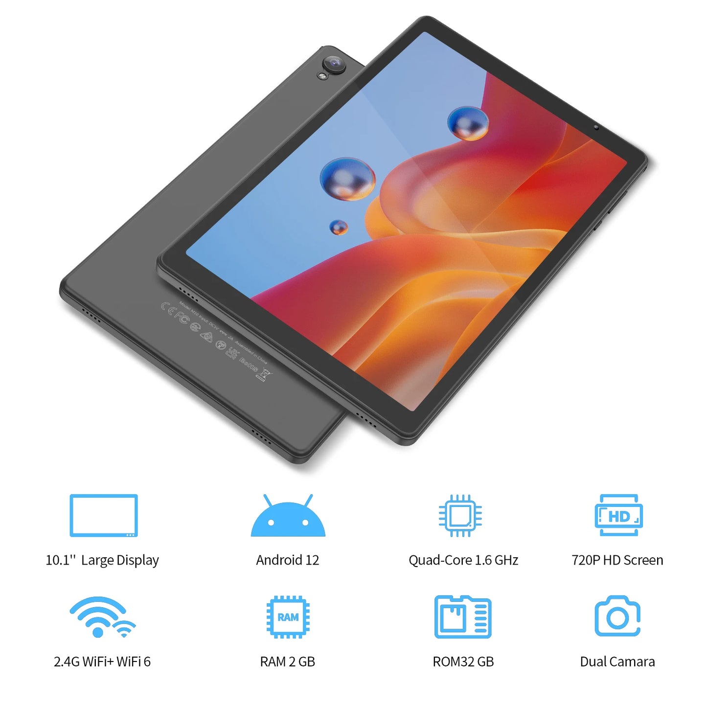 Tablet 10 inch Android 12 32GB ROM 512GB Expand Tablets, 2GB