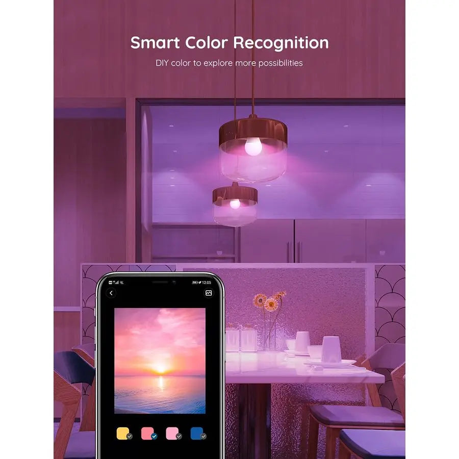 Smart Light Bulbs, WiFi Bluetooth Color Changing Bulbs, Music Sync, 54 Dynamic Scenes, 16 Million DIY Colors RGB Light Bulbs, Wo